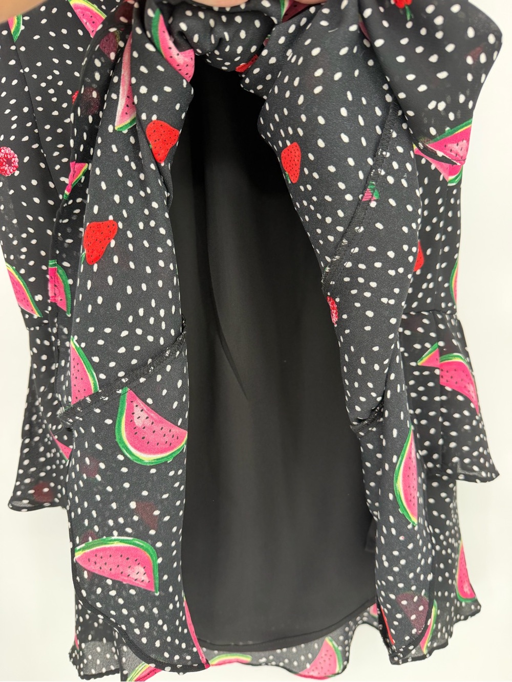 Christopher & Banks Black Maxi Skirt with Pink & Green Watermelon Print - Picture 6 of 15